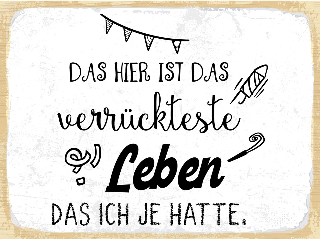 [LA-1812973] Blechschild 30x40 cm Das verrückteste Leben das ich je hatte