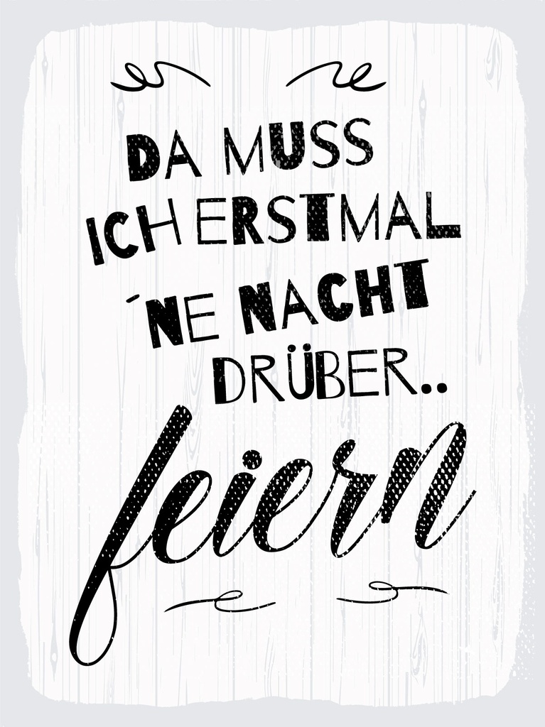 [LA-1813011] Blechschild 40x30 cm ne Nacht drüber feiern weißes