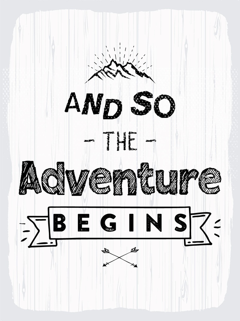 [LA-1813017] Blechschild 40x30 cm And so the adventure begins Berge