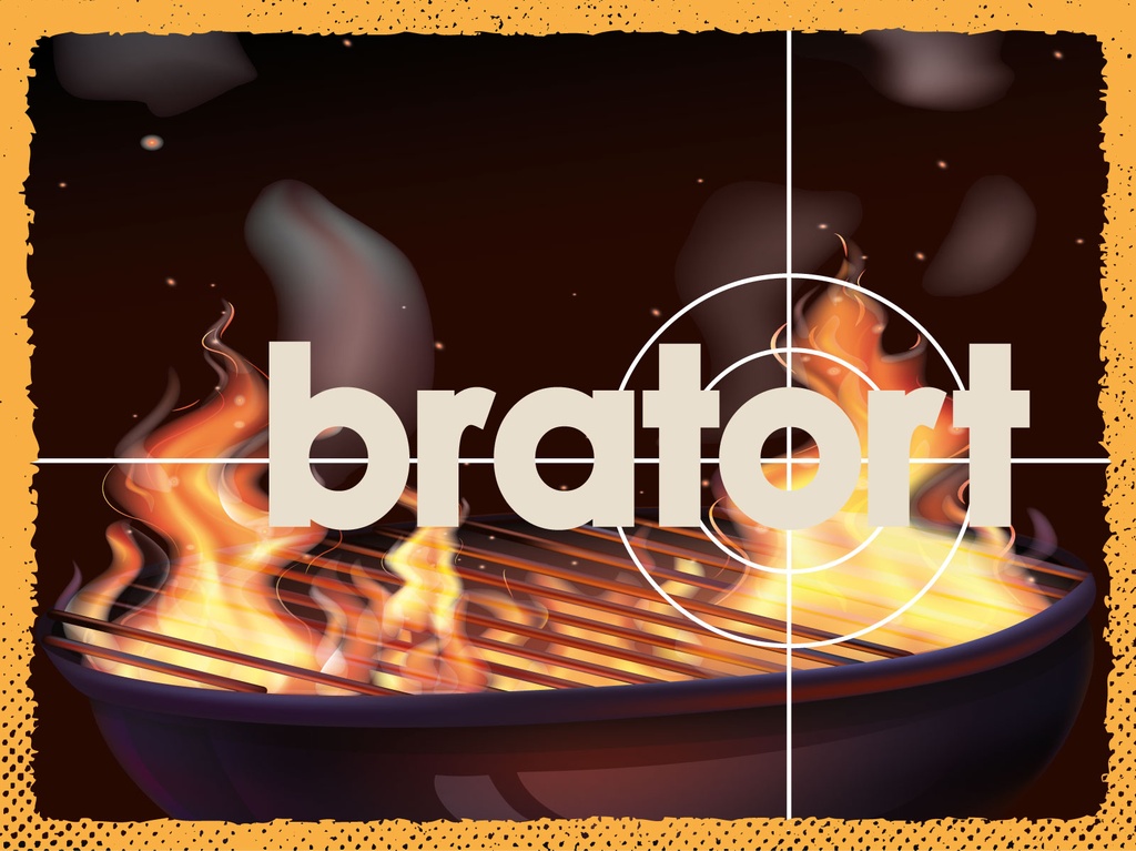[LA-1813026] Blechschild 30x40 cm Bratort Grill Feuer