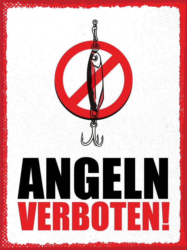 [LA-1813032] Blechschild 40x30 cm Angeln verboten Köder