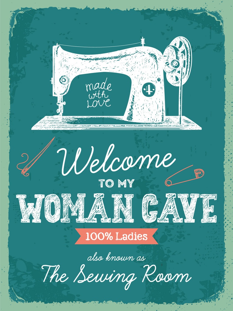 [LA-1813041] Blechschild 40x30 cm Welcome to my woman cave made with love