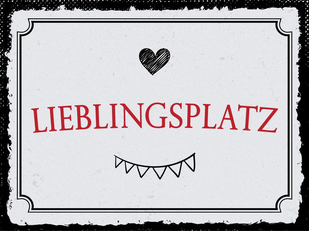 [LA-1813043] Blechschild 30x40 cm Lieblingsplatz Herz Girlande
