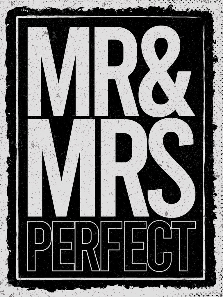 [LA-1813044] Blechschild 40x30 cm Mr and Mrs perfect schwarzes