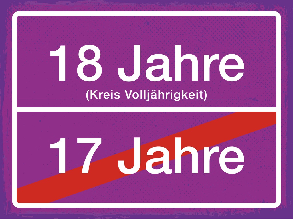 [LA-1813056] Blechschild 30x40 cm 18 Jahre 17 Jahre lila Orts