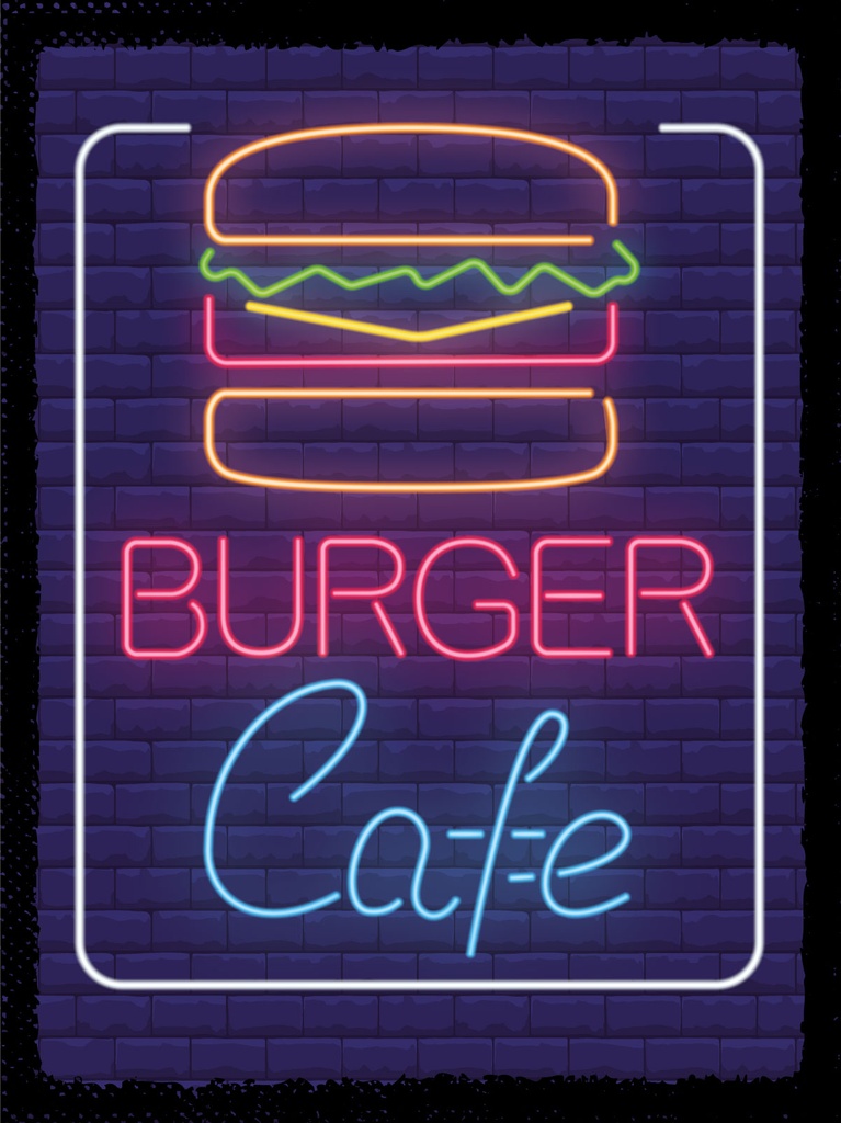 [LA-1813075] Blechschild 40x30 cm Burger Cafe Reklame