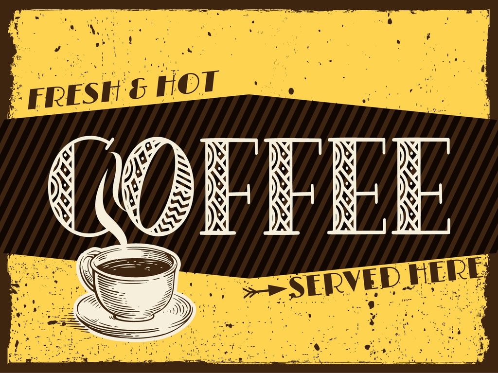 [LA-1813079] Blechschild 30x40 cm fresh and hot Coffee served here