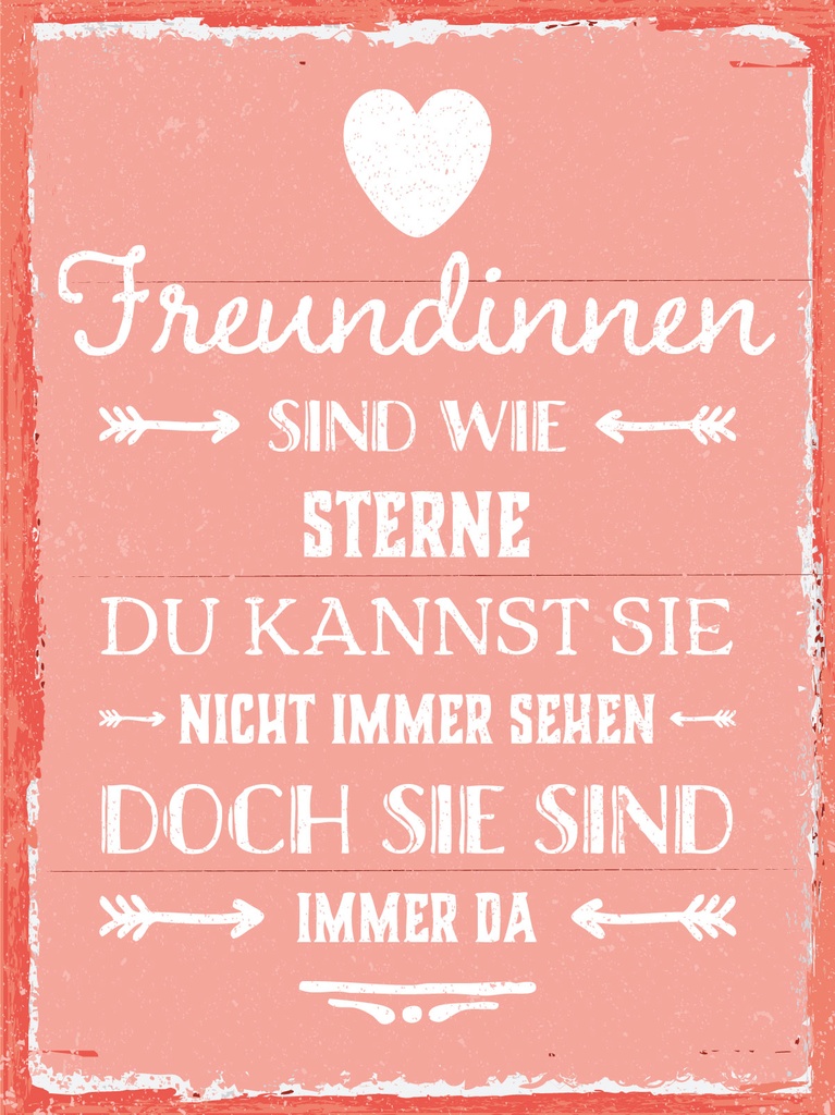 [LA-1813081] Blechschild 40x30 cm Freundinnen sind wie Sterne rosa