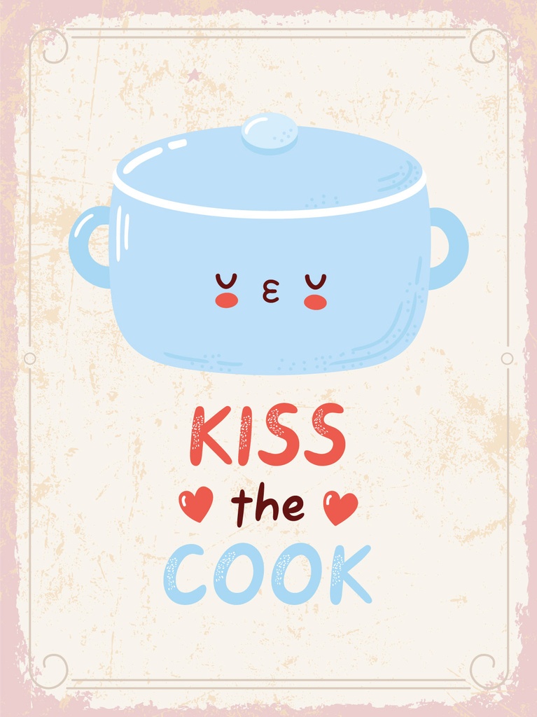 [LA-1813105] Blechschild 40x30 cm kiss the cook Kochtopf