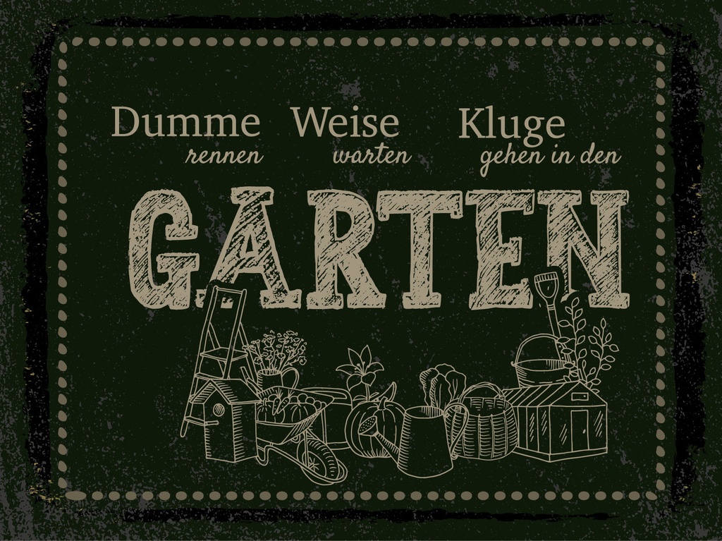 [LA-1813120] Blechschild 30x40 cm Dumme rennen Kluge gehen in den Garten