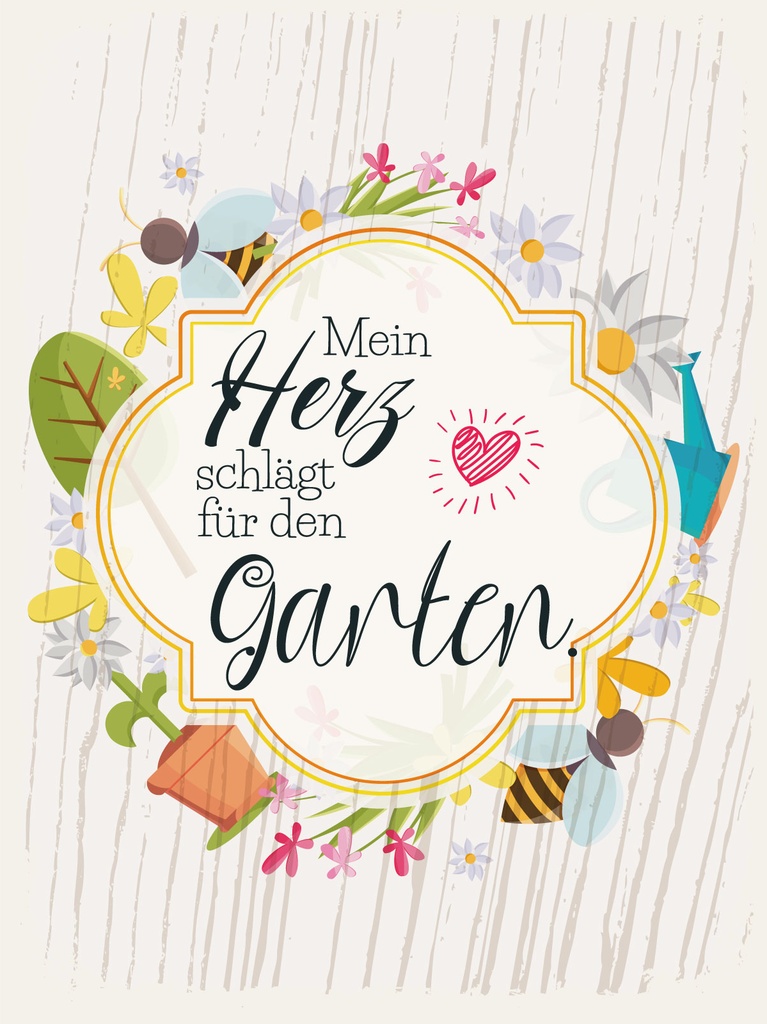 [LA-1813122] Blechschild 40x30 cm Mein Herz schlägt für den Garten