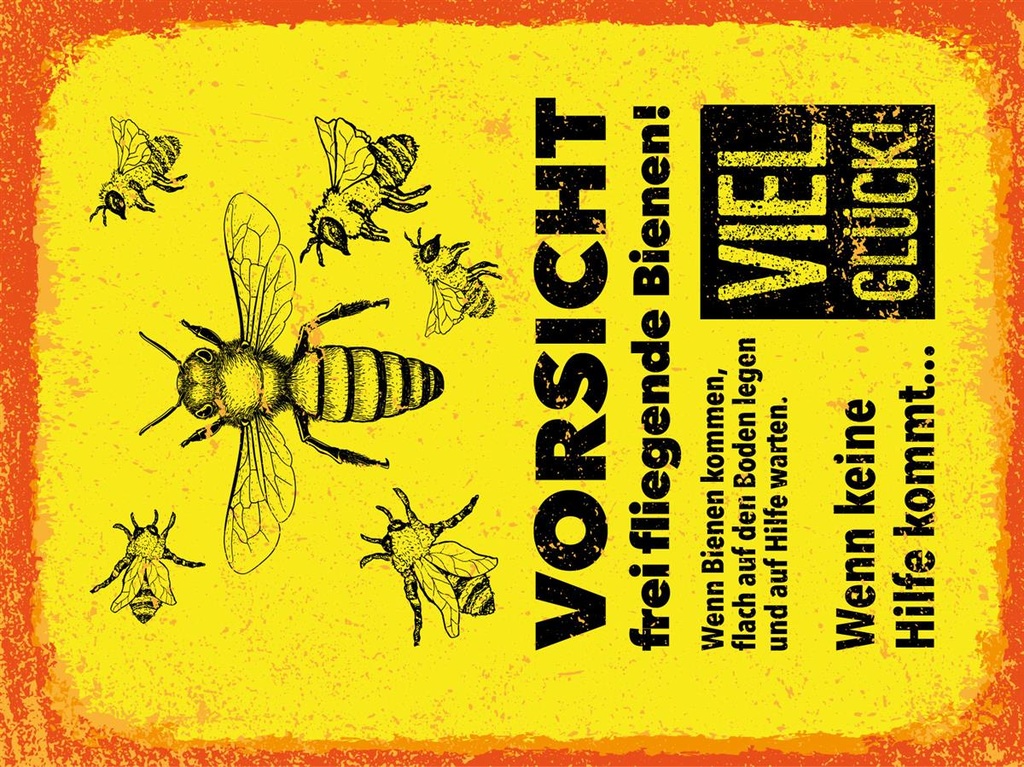 [LA-1813125] Blechschild 40x30 cm Vorsicht frei fliegende Bienen