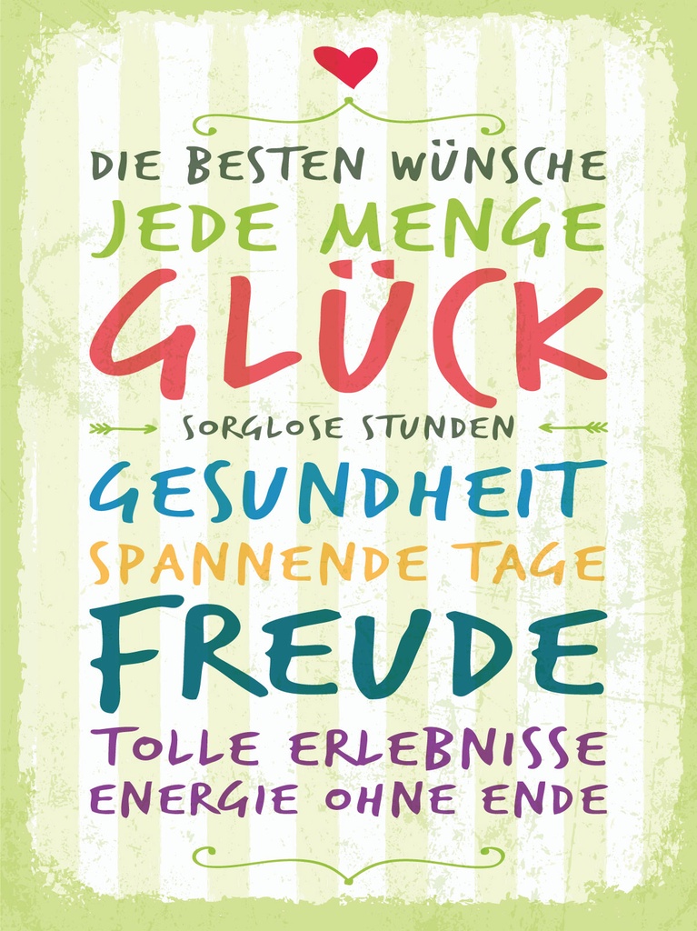 [LA-1813128] Blechschild 40x30 cm Die besten Wünsche jede Menge Glück