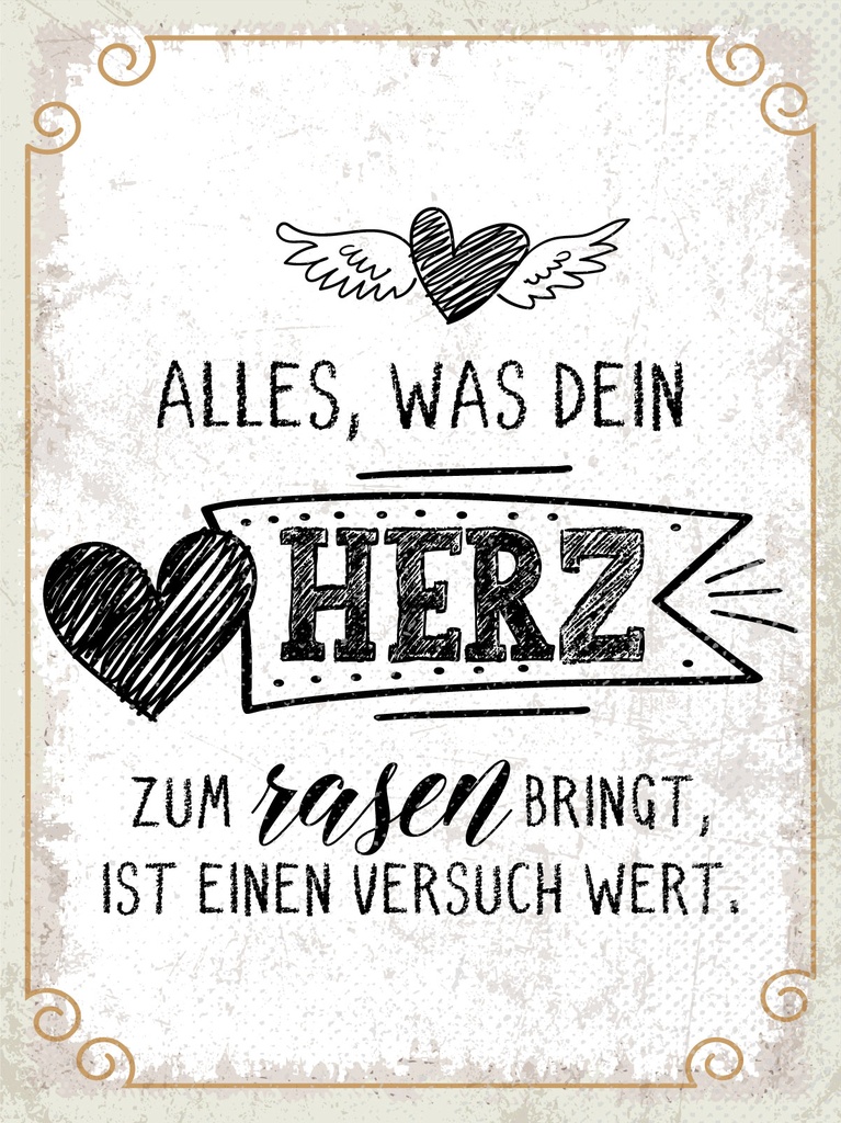 [LA-1813195] Blechschild 40x30 cm Alles, was dein Herz zum rasen bringt