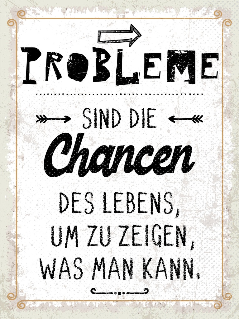 [LA-1813205] Blechschild 40x30 cm Probleme sind Chancen des Lebens