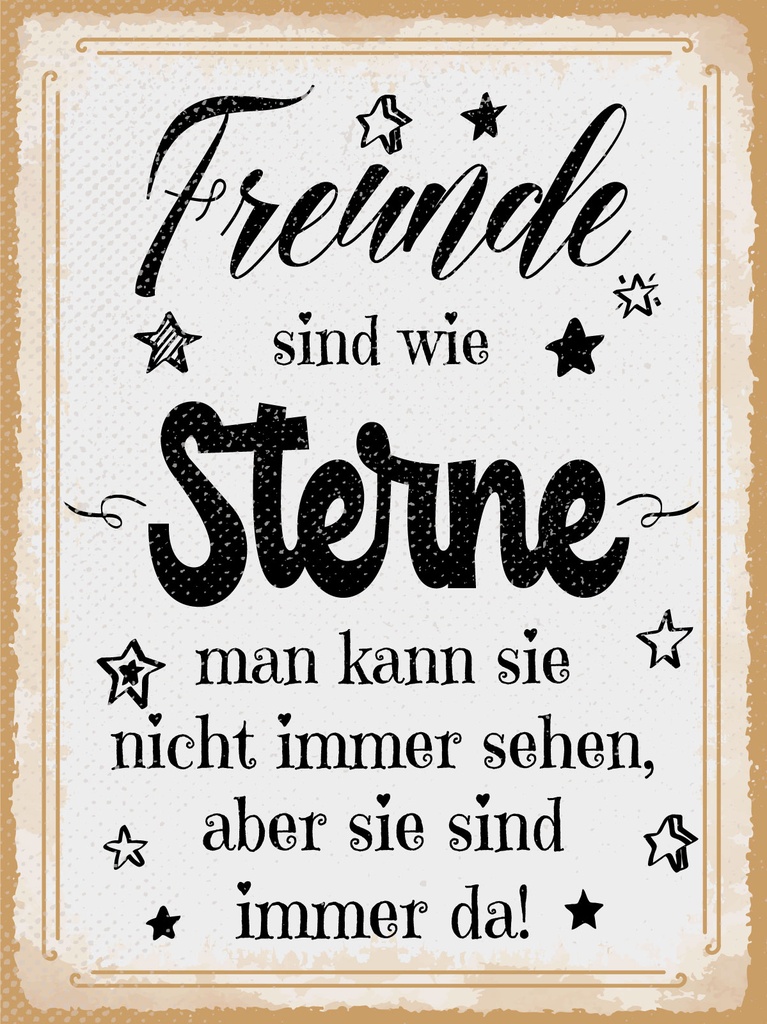 [LA-1813227] Blechschild 40x30 cm Freunde sind wie Sterne sie sind immer da
