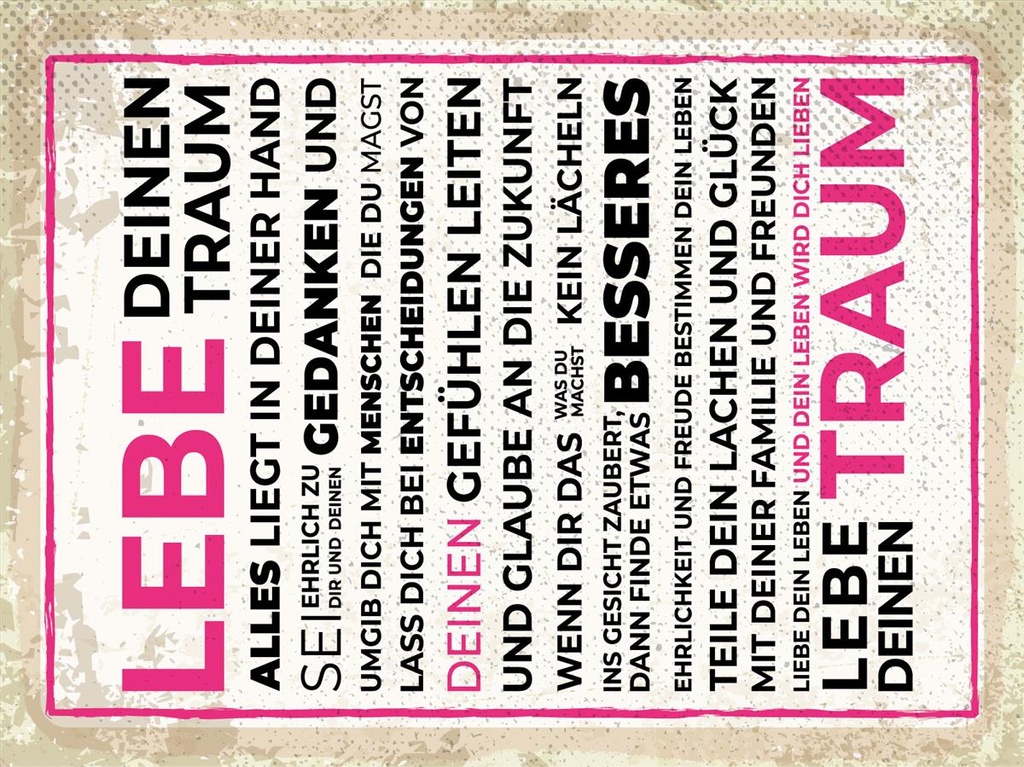 [LA-1813237] Blechschild 40x30 cm Lebe deinen Traum