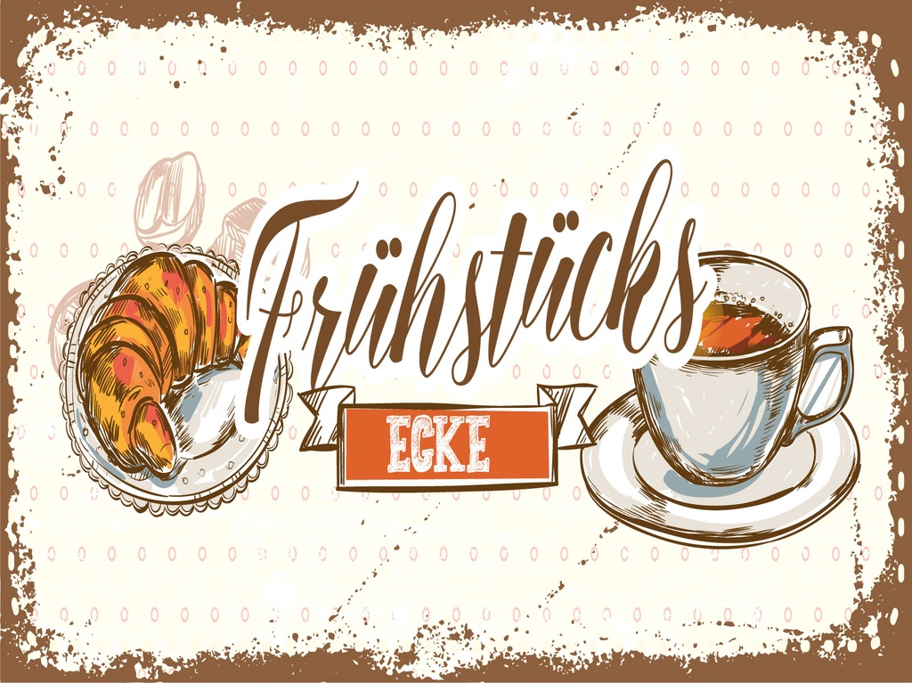 [LA-1813250] Blechschild 30x40 cm Frühstücksecke
