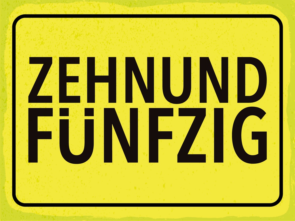 [LA-1813256] Blechschild 30x40 cm Zehnundfünfzig gelbes Orts