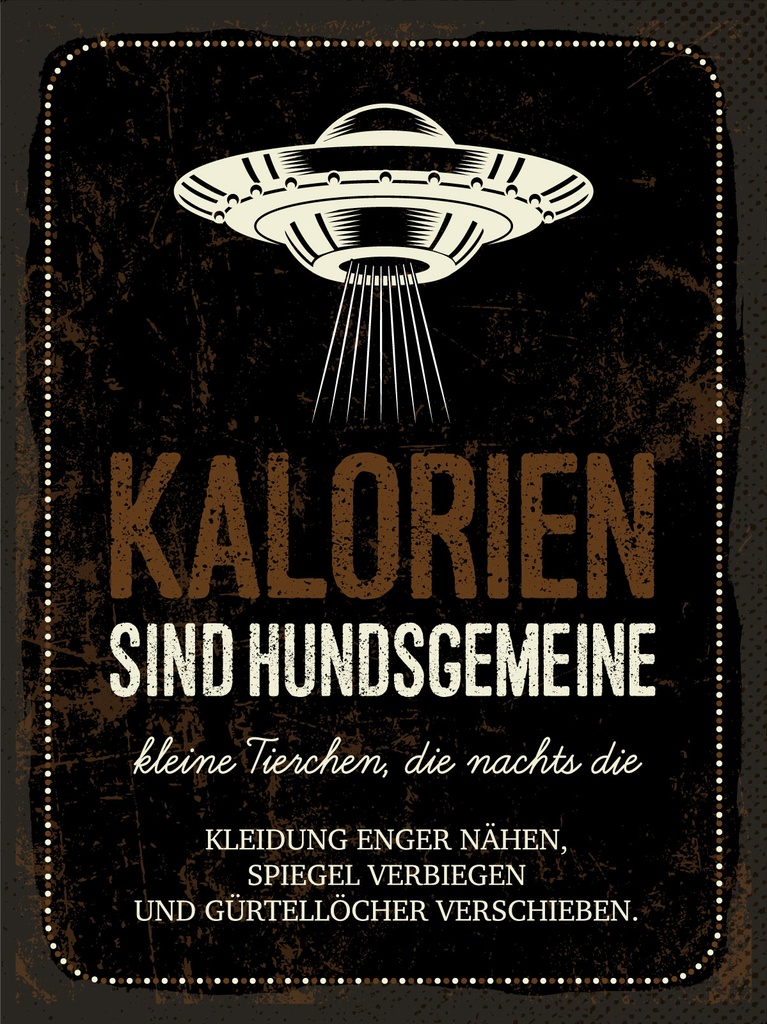 [LA-1813263] Blechschild 40x30 cm Kalorien sind hundsgemeine kleine Tierchen