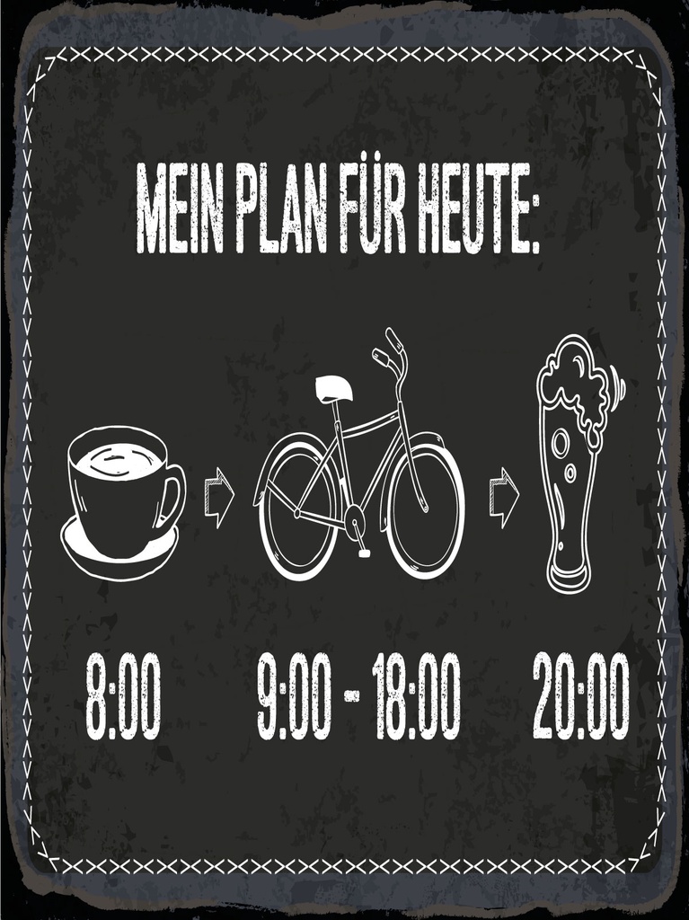 [LA-1813274] Blechschild 40x30 cm Mein Plan für Heute Kaffee Fahrrad fahren Bier