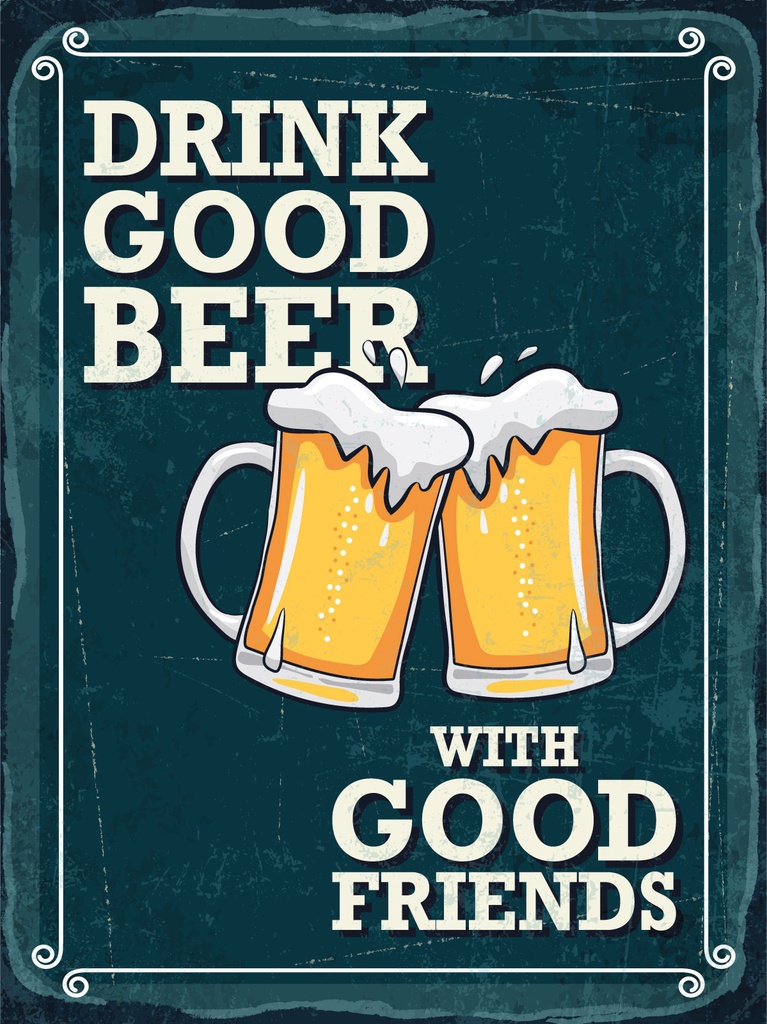 [LA-1813284] Blechschild 40x30 cm Drink good Beer with good friends