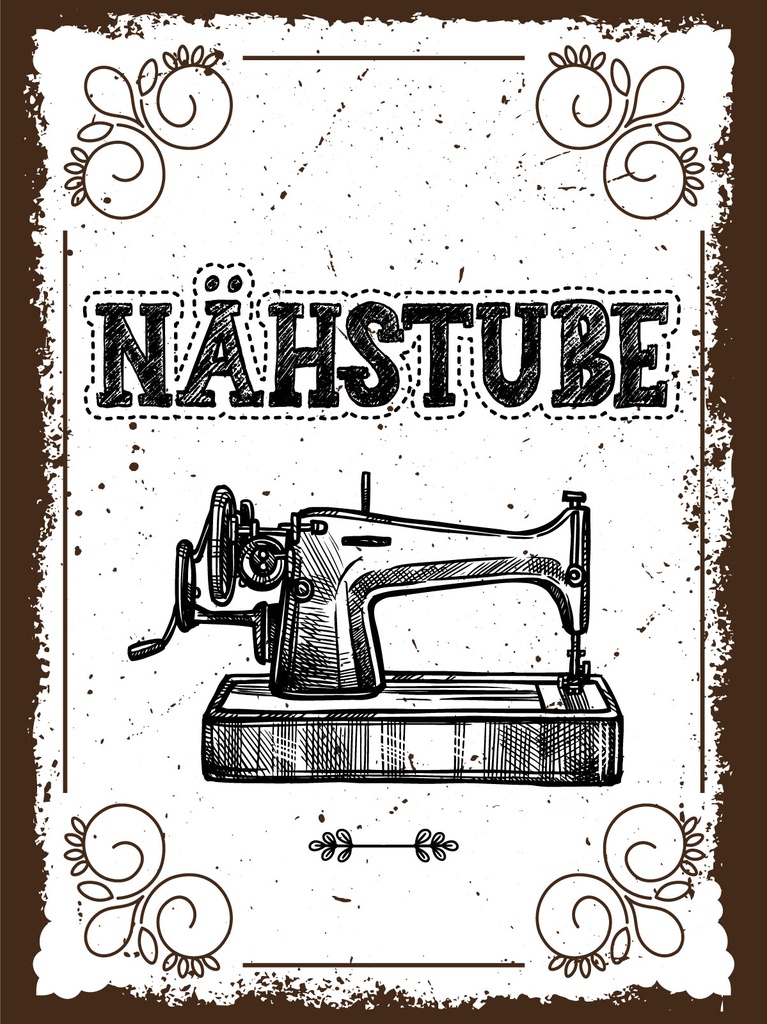 [LA-1813306] Blechschild 40x30 cm Retro Nähstube Nähmaschine