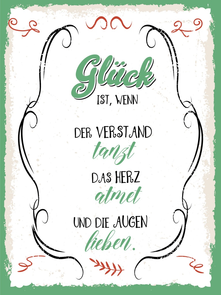 [LA-1813321] Blechschild 40x30 cm Glück ist wenn der Verstand tanzt