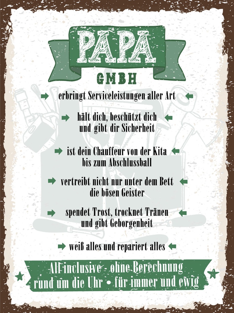 [LA-1813324] Blechschild 40x30 cm PAPA GmbH Serviceleistungen aller Art