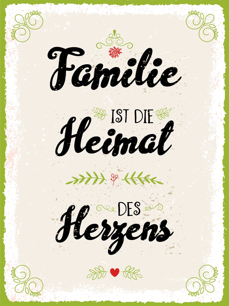 [LA-1813339] Blechschild 40x30 cm Familie ist die Heimat des Herzens