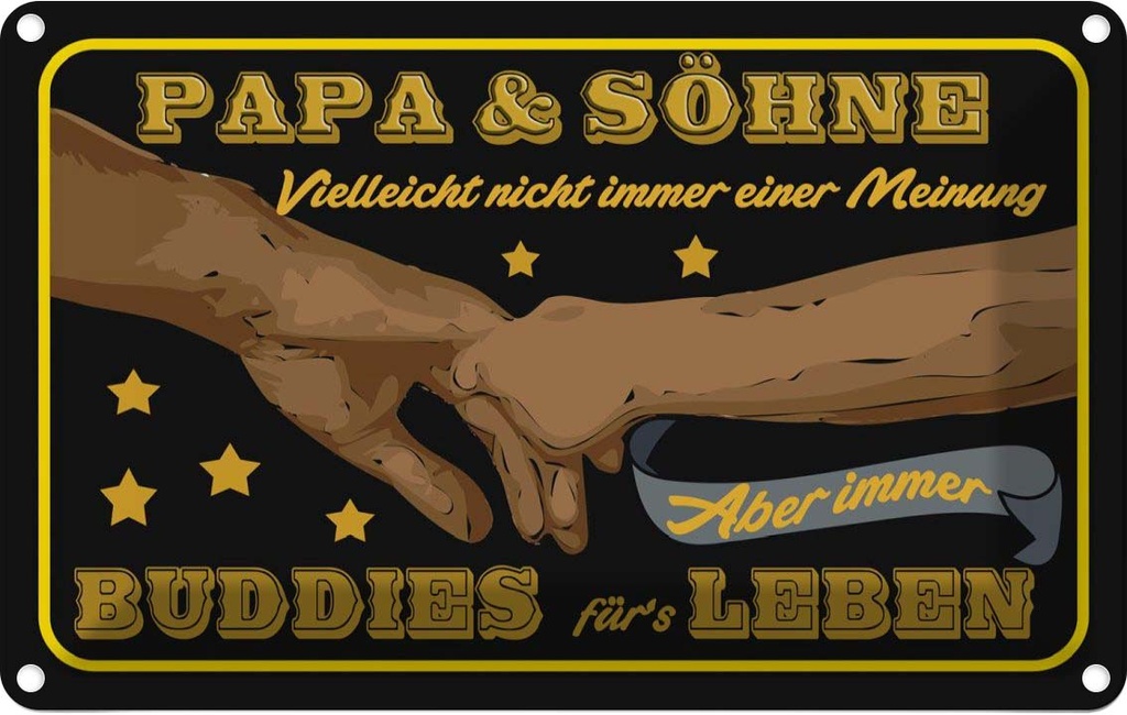 [LA-112483-1812] Blechschild 12x18 cm Papa und Söhne nicht immer einer Familie Freunde