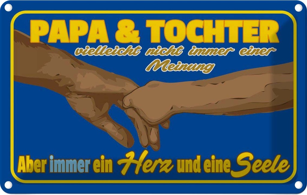 [LA-112484-1812] Blechschild 12x18 cm Papa und Tochter ein Herz Seele Familie Freunde