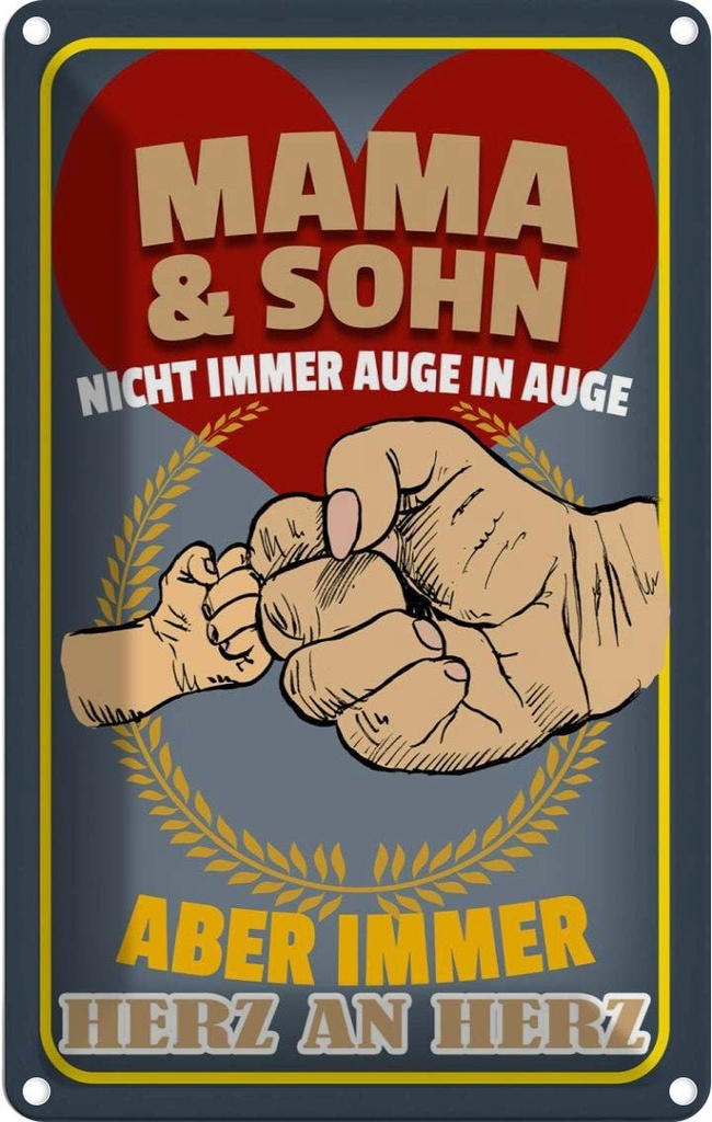 [LA-112487-1812] Blechschild 18x12 cm Mama und Sohn immer Herz an Spruch Zitat