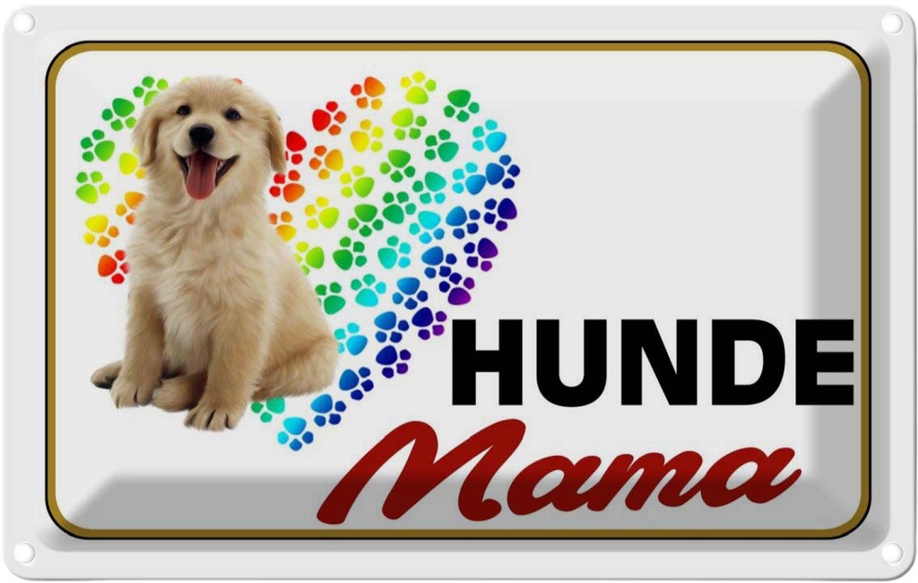 [LA-112501-1812] Blechschild 12x18 cm Hunde Mama Herz Tier Haustier Hund