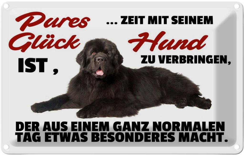 [LA-112504-1812] Blechschild 12x18 cm pures Glück ist Zeit mit Hund Tier Haustier