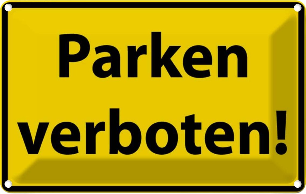 [LA-111638-2030] Blechschild 20x30 cm Parken Verboten gelb Warnschild Hinweisschild Parkplatzschild Sicherheit Vorsicht
