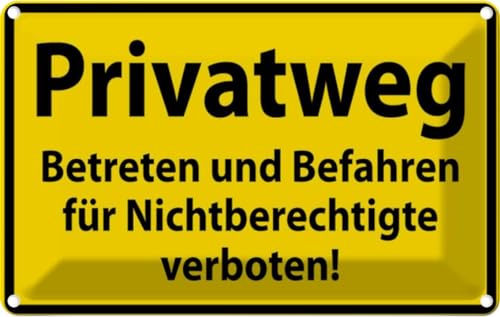 [LA-111641-2030] vianmo Blechschild 20x30 cm Privatweg gelbes Straßenschild Warnschild Hinweisschild Sicherheit Vorsicht