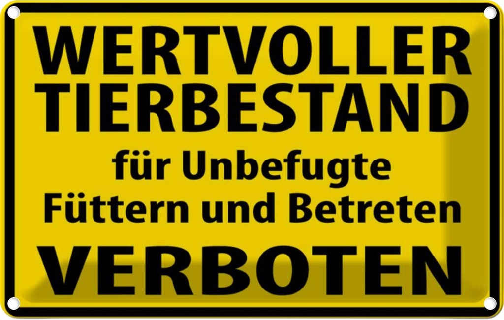 [LA-111646-2030] Blechschild 20x30 cm Wertvoller Tierbestand Warnschild Hinweisschild Tier Haustier Sicherheit Vorsicht