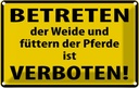Blechschild 20x30 cm Betreten der Weide verboten Warnschild Hinweisschild Sicherheit Vorsicht