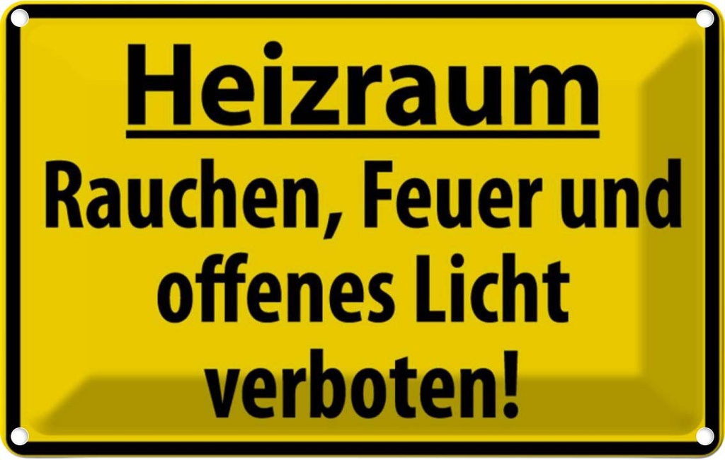 [LA-111657-2030] Blechschild 20x30 cm Heizraum Rauchen verboten Warnschild Hinweisschild Sicherheit Vorsicht