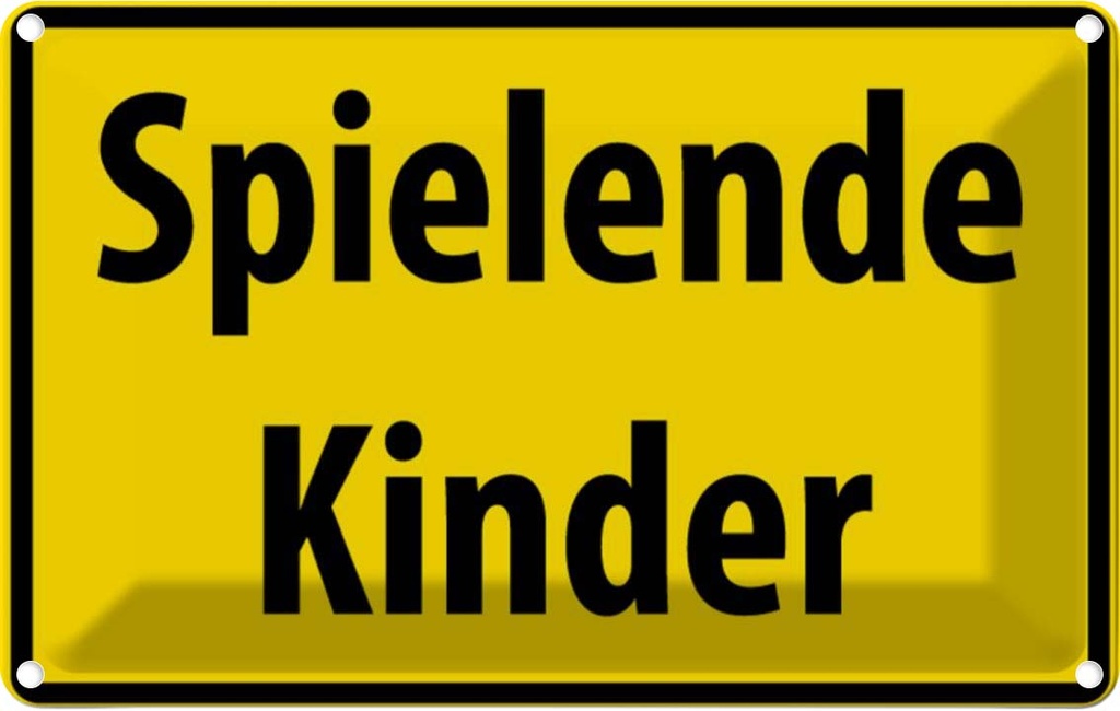 [LA-111661-2030] Blechschild 20x30 cm Spielende Kinder Warnschild Hinweisschild Kids Teens Sicherheit Vorsicht