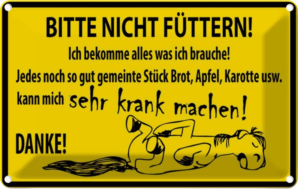 [LA-111663-2030] Blechschild 20x30 cm Bitte nicht füttern Pferd Warnschild Hinweisschild Sicherheit Vorsicht