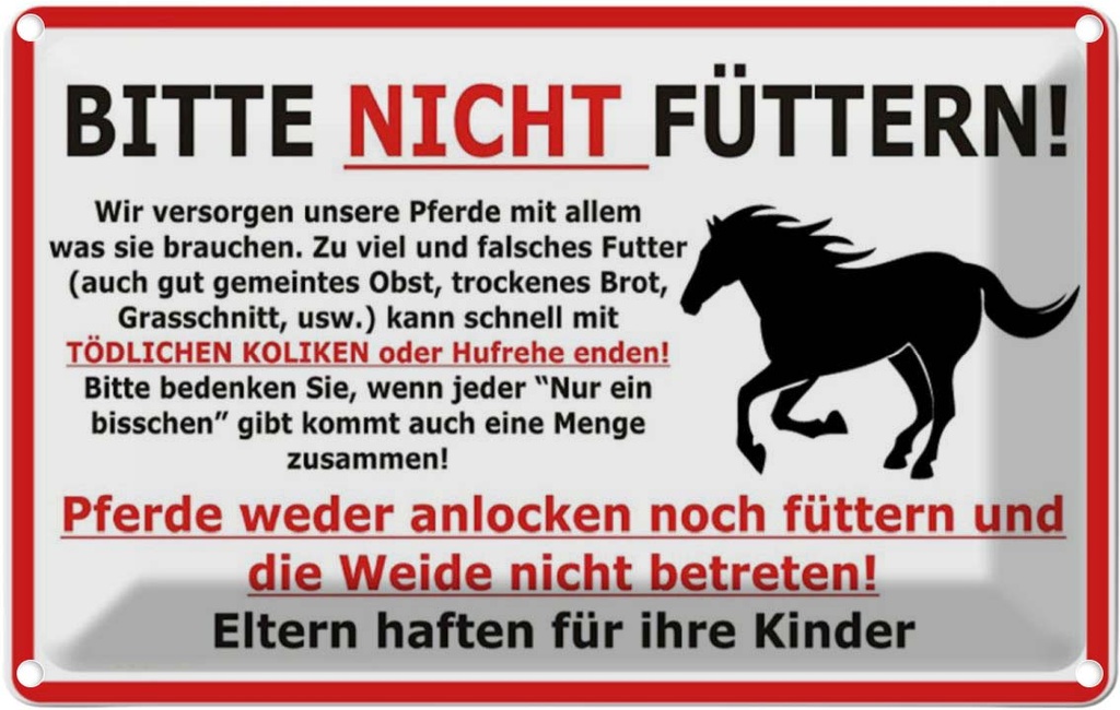 [LA-111665-2030] Blechschild 20x30 cm Pferd Bitte nicht füttern Tier Haustier