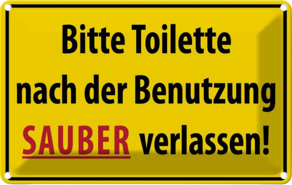 [LA-111671-2030] Blechschild 20x30 cm Toilette nach Benutzung Warnschild Hinweisschild Sicherheit Vorsicht