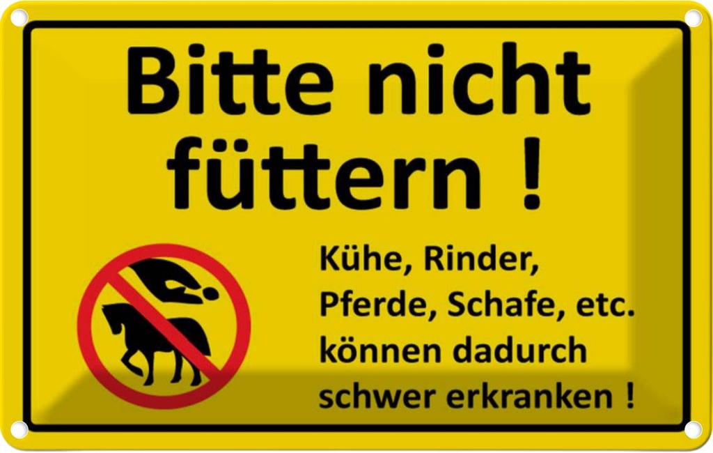 [LA-111681-2030] Blechschild 20x30 cm Bitte nicht füttern Warnschild Hinweisschild Sicherheit Vorsicht