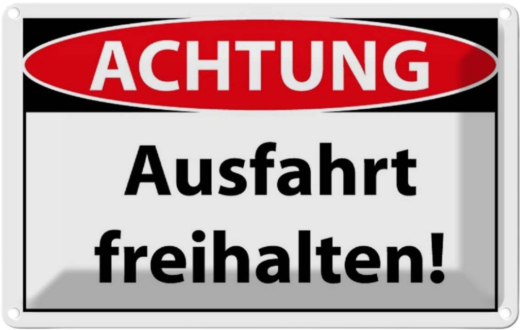 [LA-111722-2030] Blechschild 20x30 cm Achtung Ausfahrt freihalten Warnschild Hinweisschild Sicherheit Vorsicht