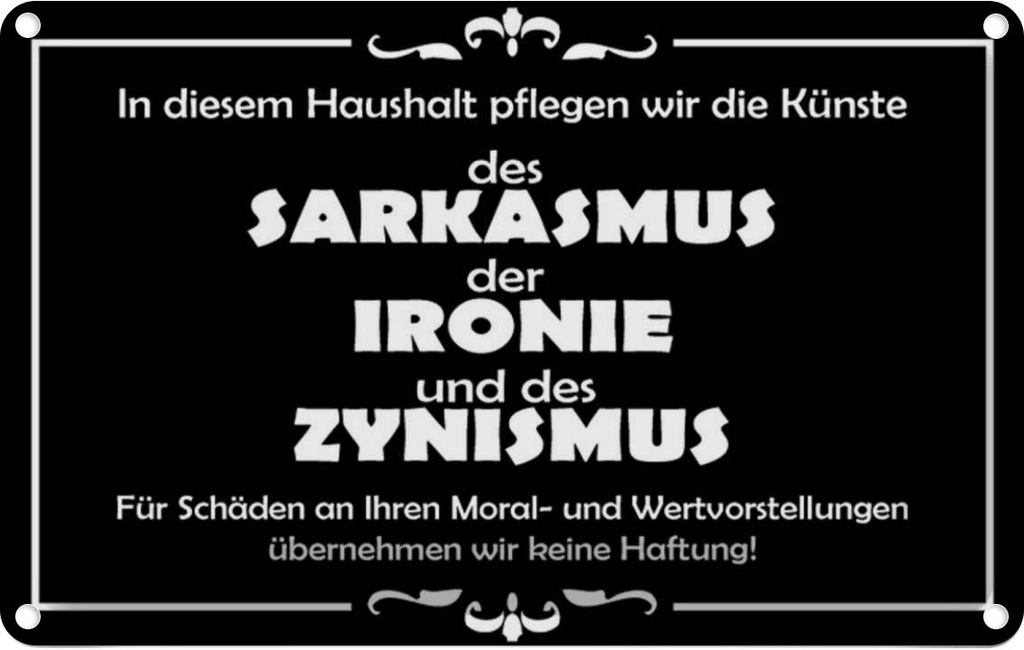 [LA-111737-2030] Blechschild 20x30 cm In diesem Haushalt Sarkasmus Geschenk Spruch Zitat