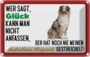 Blechschild 12x18 cm Glück Australian Shepard Hund Dekoration