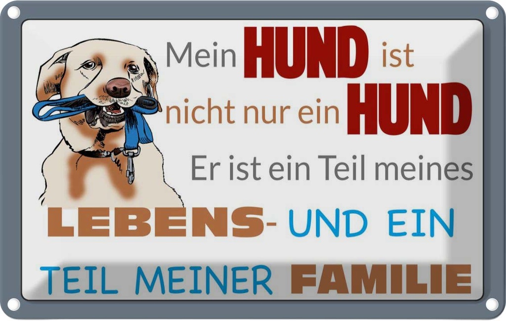 [LA-112535-1812] Blechschild 12x18 cm Hund ist Teil meines Lebens Tier Haustier