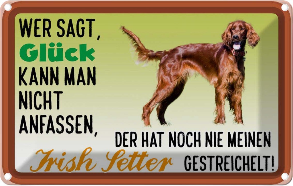 [LA-112546-1812] Blechschild 12x18 cm Glück Irish Setter Hund Tier Haustier